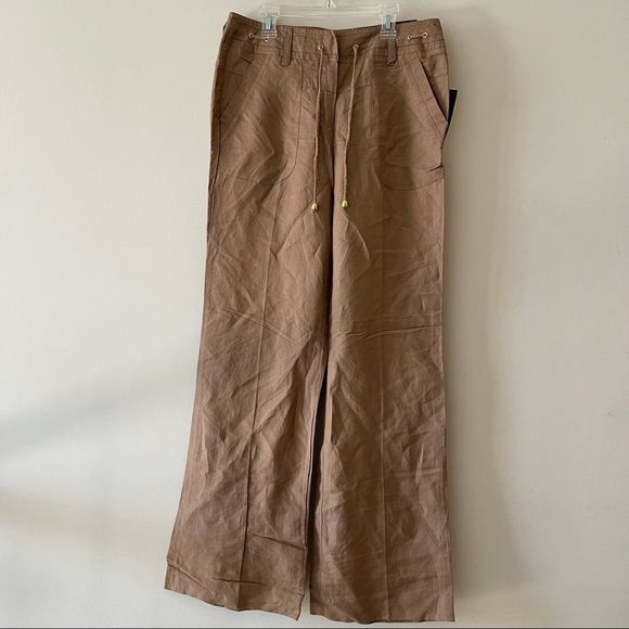 Brown Wide Leg Drawstring  Pants - Picture 1 of 3